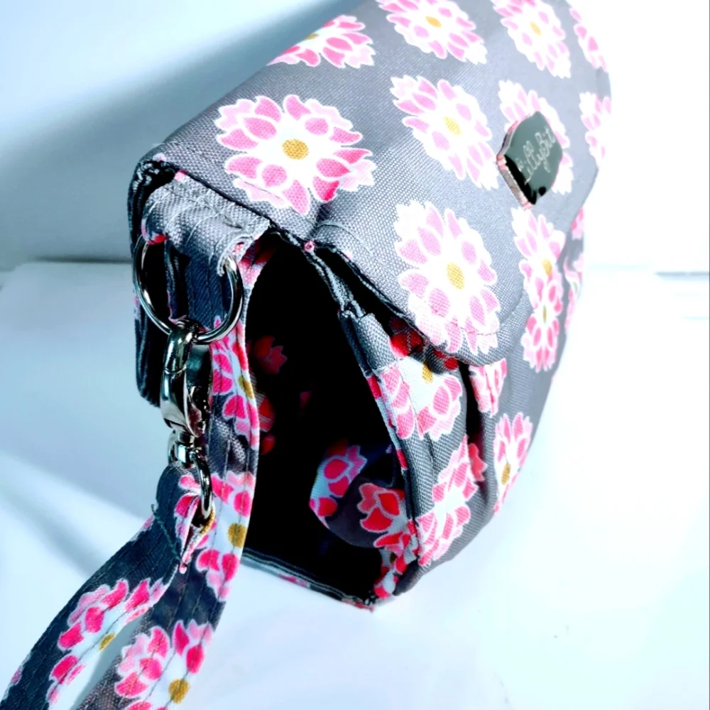 Lilly Bit foldable Pink and Grey Diaper Clutch with strap